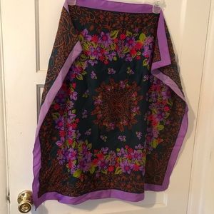 Beautiful Lavender-edged Scarf, 29 1/2”x 28 1/2”